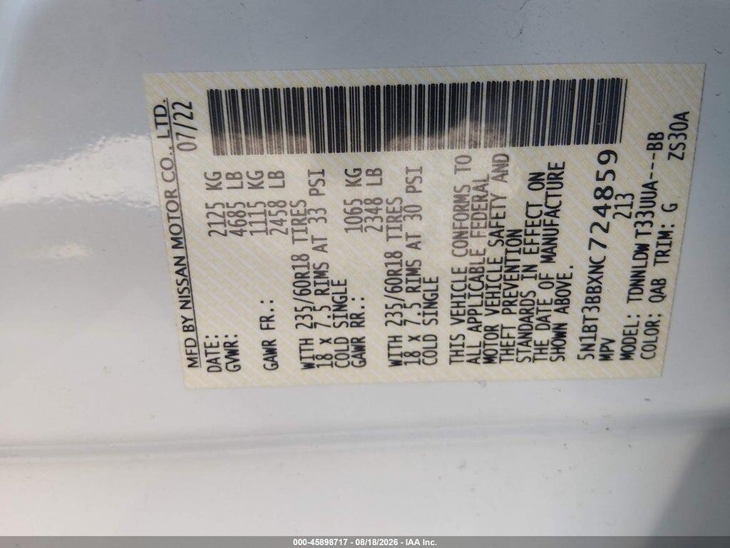 5N1BT3BBXNC724859 2022 NISSAN ROGUE photo no. 9