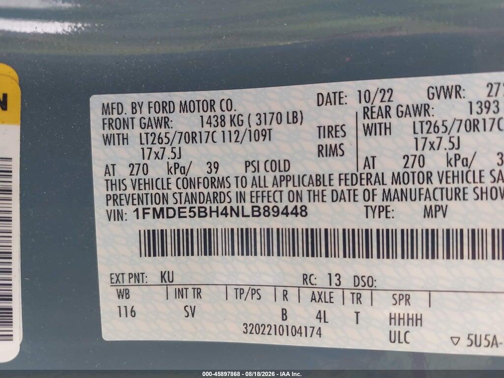 1FMDE5BH4NLB89448 2022 FORD BRONCO photo no. 9