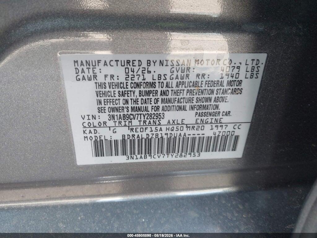3N1AB9CV7TY282953 2026 NISSAN SENTRA photo no. 9