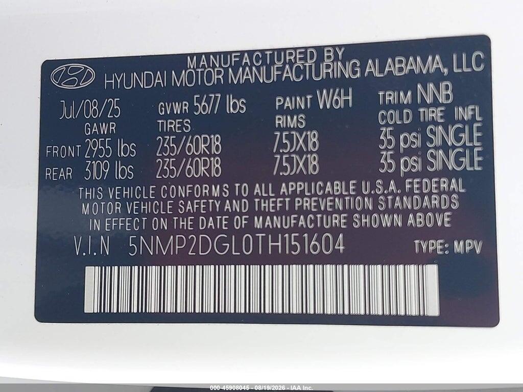 5NMP2DGL0TH151604 2026 HYUNDAI SANTA FE photo no. 9