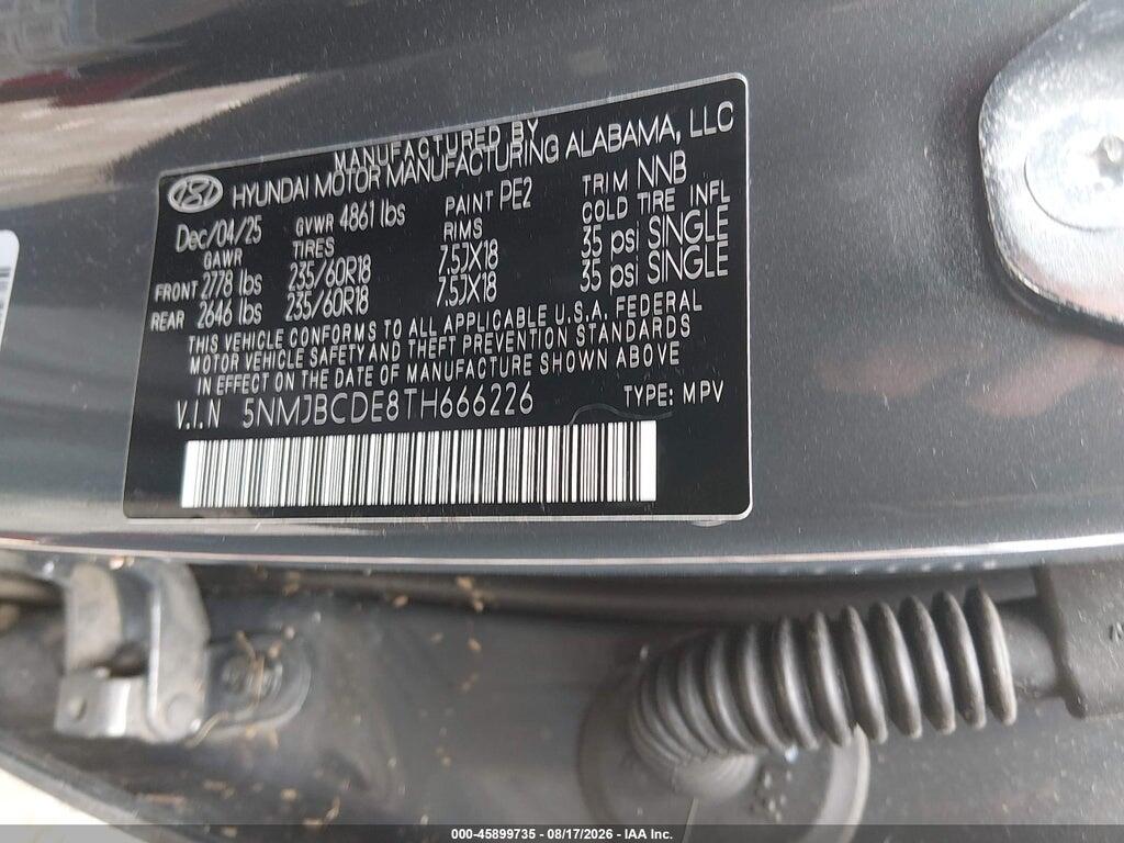 5NMJBCDE8TH666226 2026 HYUNDAI TUCSON photo no. 9
