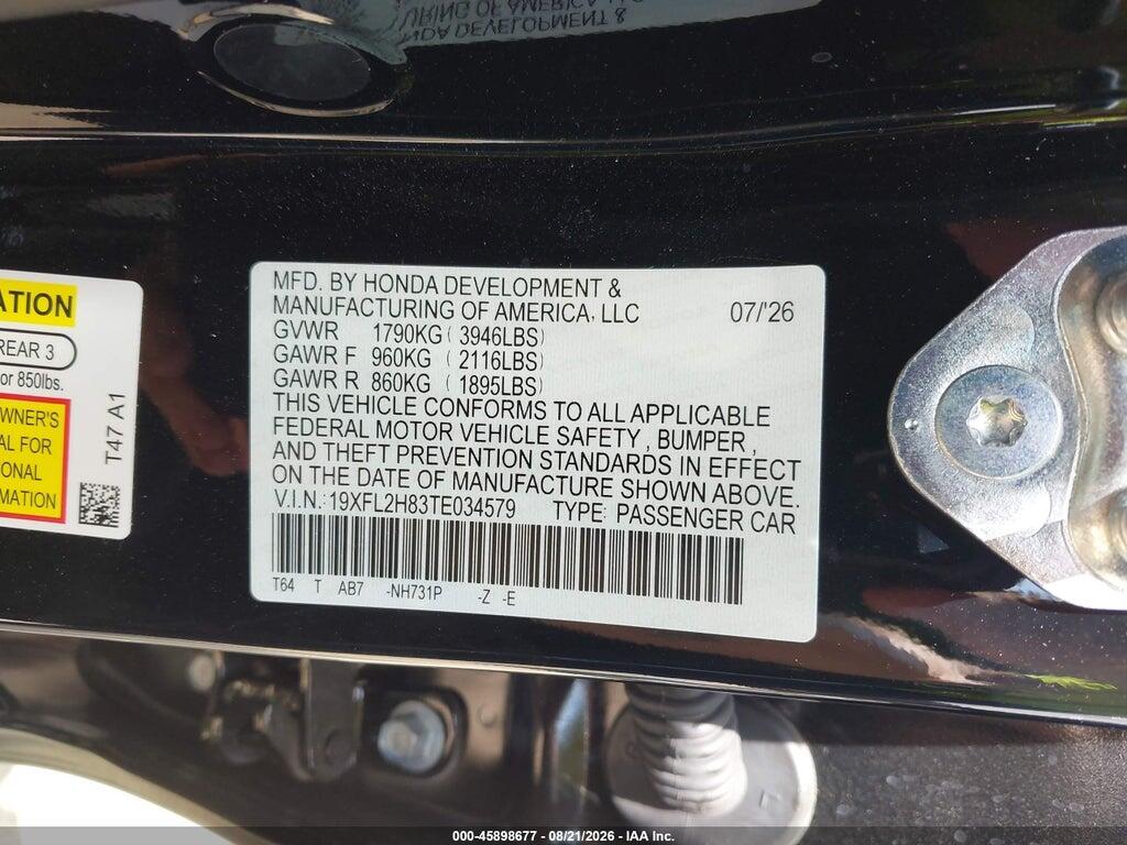 19XFL2H83TE034579 2026 HONDA CIVIC photo no. 9