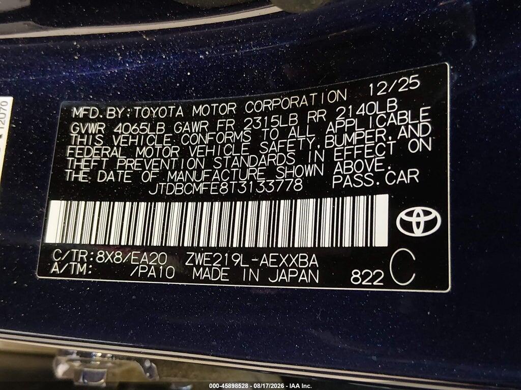 JTDBCMFE8T3133778 2026 TOYOTA COROLLA HYBRID photo no. 9
