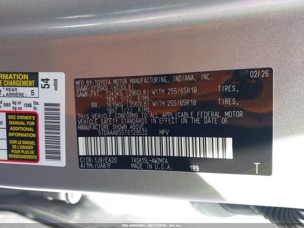 5TDAAAB55TS129532 2026 TOYOTA GRAND HIGHLANDER photo no. 9