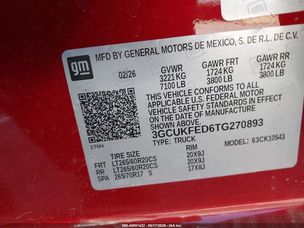 3GCUKFED6TG270893 2026 CHEVROLET SILVERADO 1500 photo no. 9