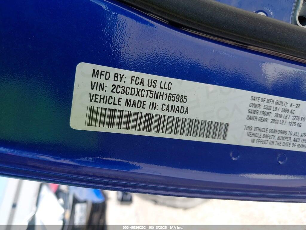 2C3CDXCT5NH165985 2022 DODGE CHARGER photo no. 9