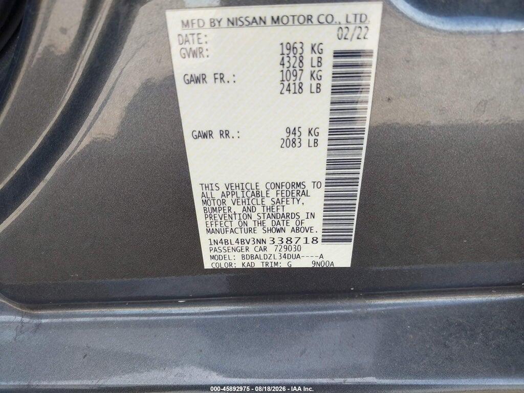 1N4BL4BV3NN338718 2022 NISSAN ALTIMA photo no. 9