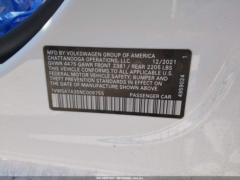 1VWSA7A35NC009755 2022 VOLKSWAGEN PASSAT photo no. 9