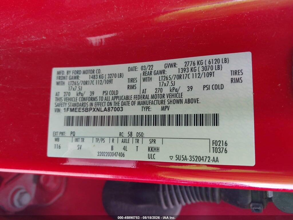 1FMEE5BPXNLA87003 2022 FORD BRONCO photo no. 9