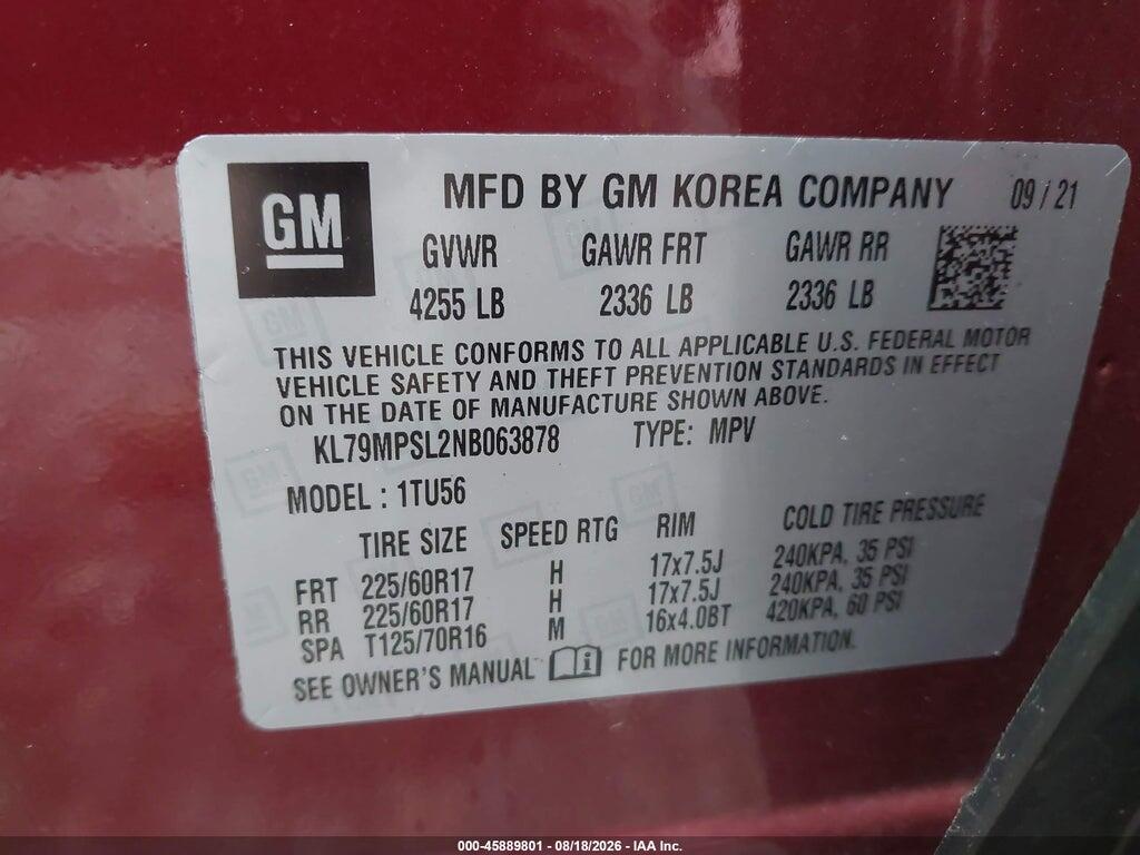 KL79MPSL2NB063878 2022 CHEVROLET TRAILBLAZER photo no. 9