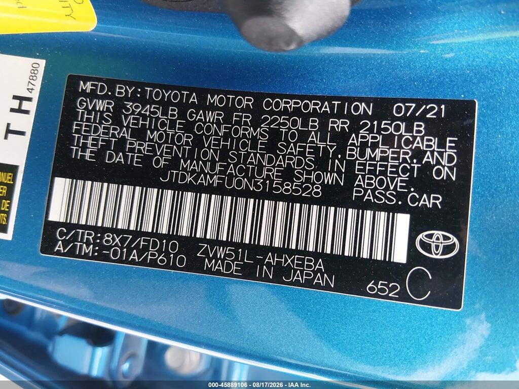 JTDKAMFU0N3158528 2022 TOYOTA PRIUS photo no. 9