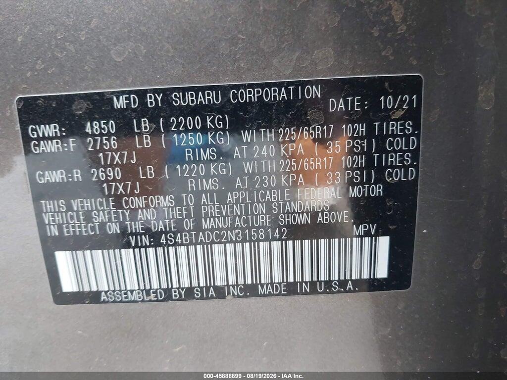 4S4BTADC2N3158142 2022 SUBARU OUTBACK photo no. 9