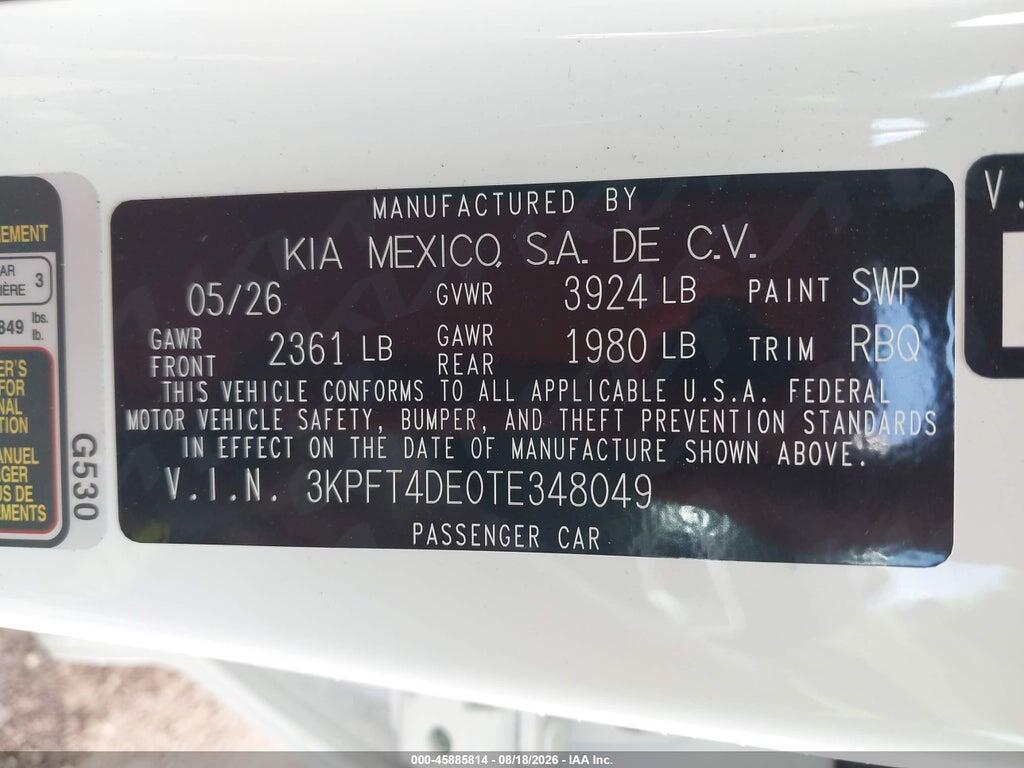 3KPFT4DE0TE348049 2026 KIA K4 photo no. 9