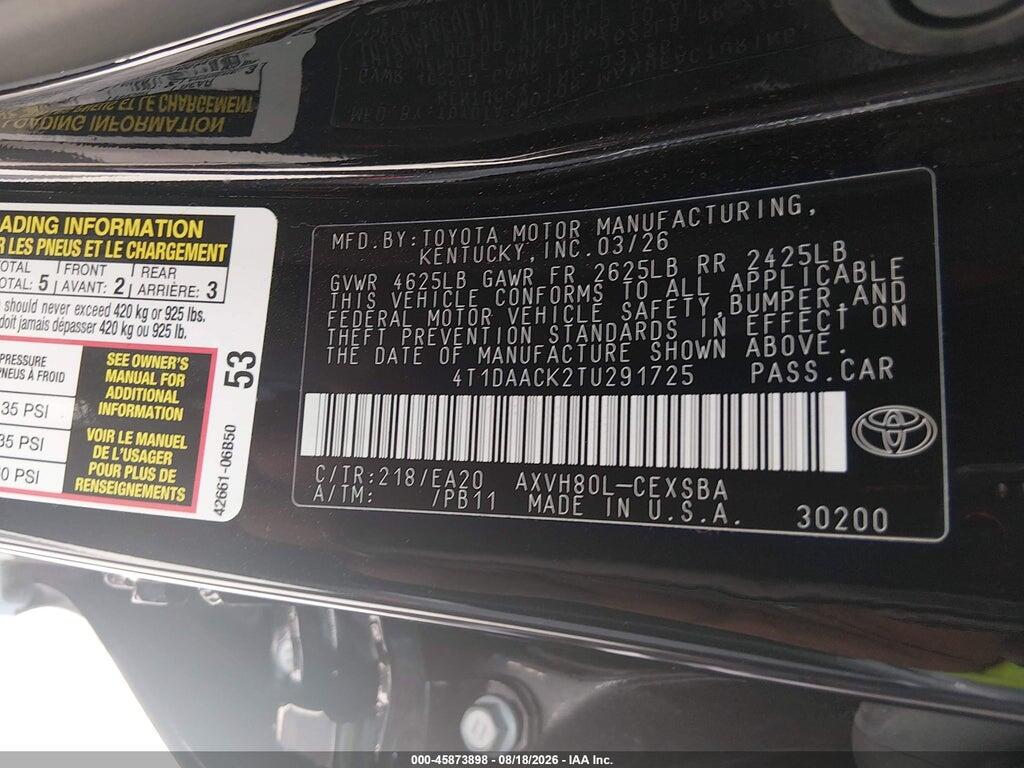 4T1DAACK2TU291725 2026 TOYOTA CAMRY photo no. 9