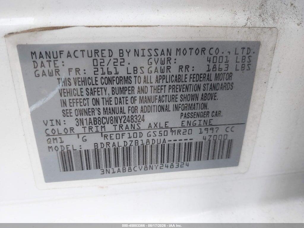3N1AB8CV8NY248324 2022 NISSAN SENTRA photo no. 9