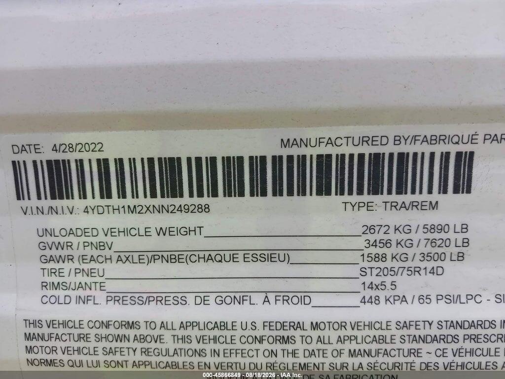4YDTH1M2XNN249288 2022 KEYSTONE RV OTHER photo no. 9