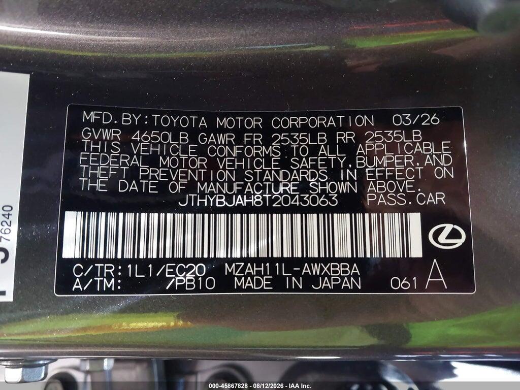 JTHYBJAH8T2043063 2026 LEXUS UX 300H photo no. 9
