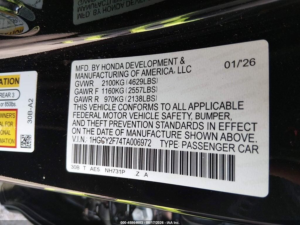 1HGCY2F74TA006972 2026 HONDA ACCORD HYBRID photo no. 9