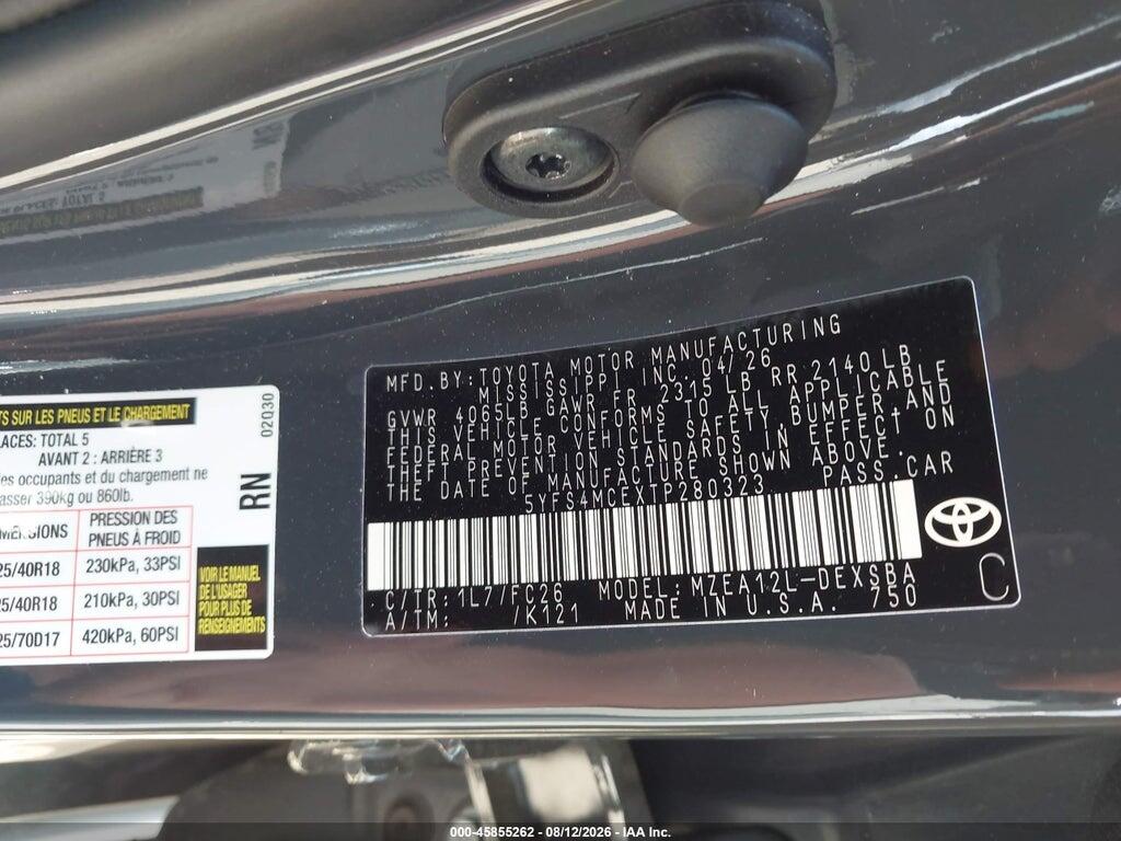 5YFS4MCEXTP280323 2026 TOYOTA COROLLA photo no. 9