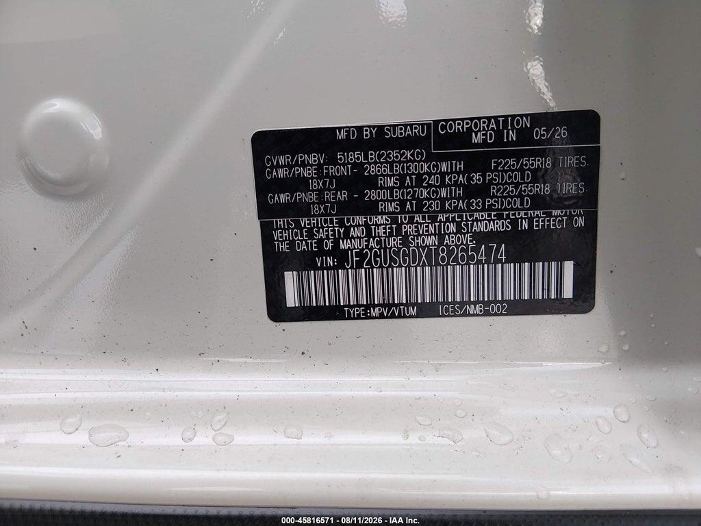 JF2GUSGDXT8265474 2026 SUBARU CROSSTREK photo no. 9