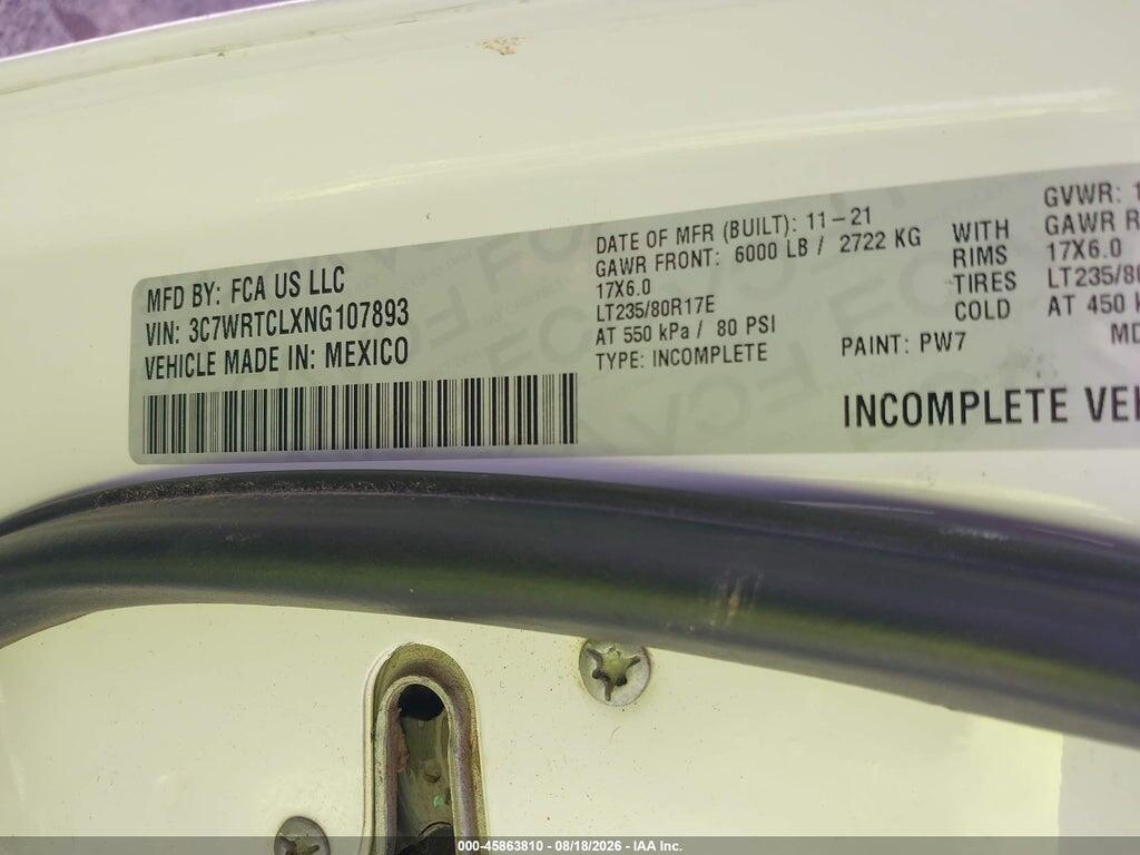 3C7WRTCLXNG107893 2022 RAM 3500 CHASSIS photo no. 9
