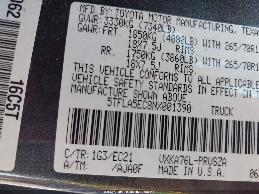 5TFLA5EC8NX001390 2022 TOYOTA TUNDRA photo no. 9