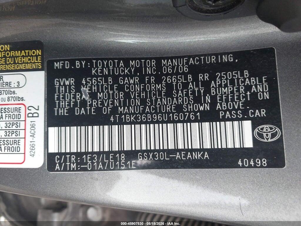 4T1BK36B96U160761 2006 TOYOTA AVALON photo no. 9