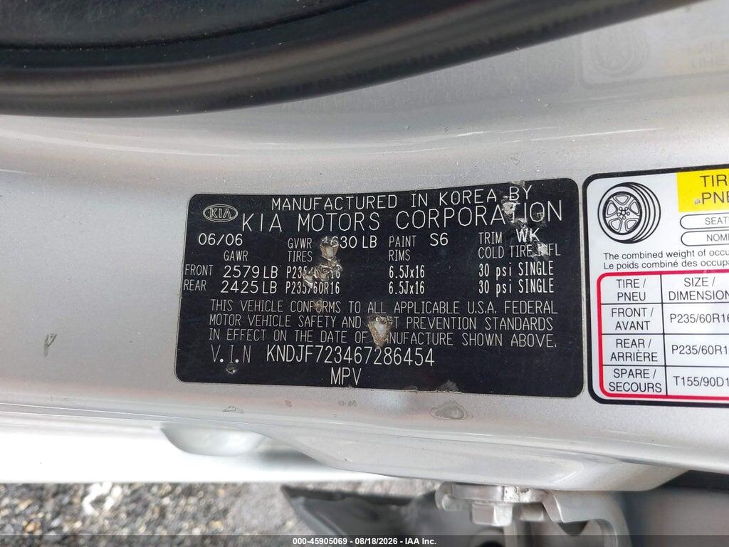 KNDJF723467286454 2006 KIA SPORTAGE photo no. 9