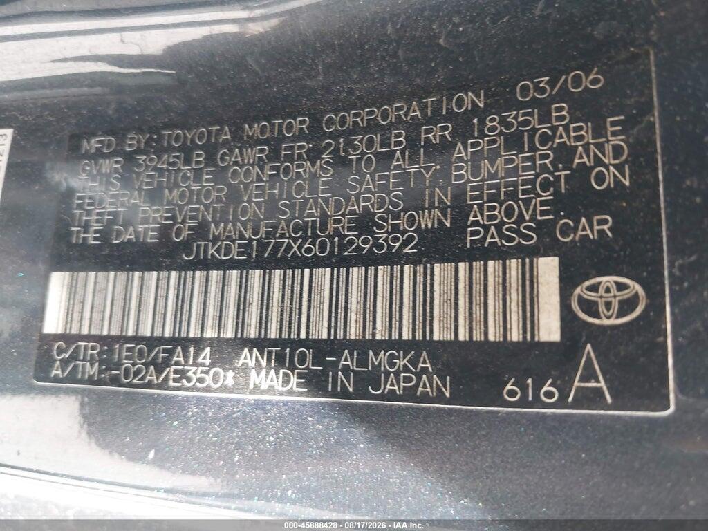 JTKDE177X60129392 2006 SCION TC photo no. 9