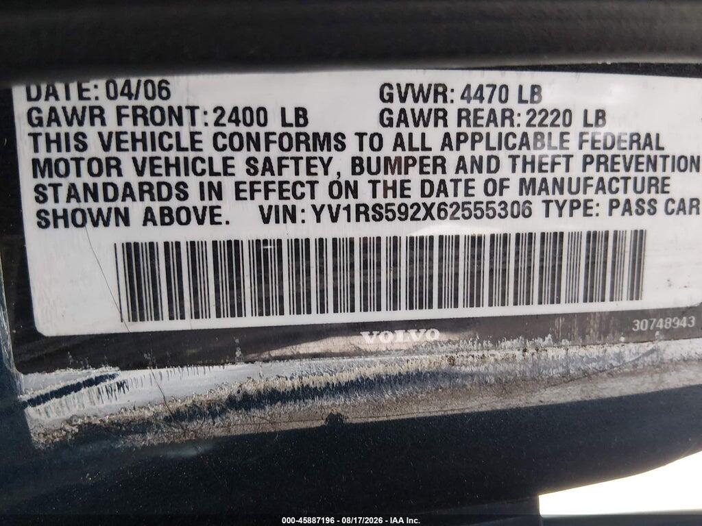 YV1RS592X62555306 2006 VOLVO S60 photo no. 9
