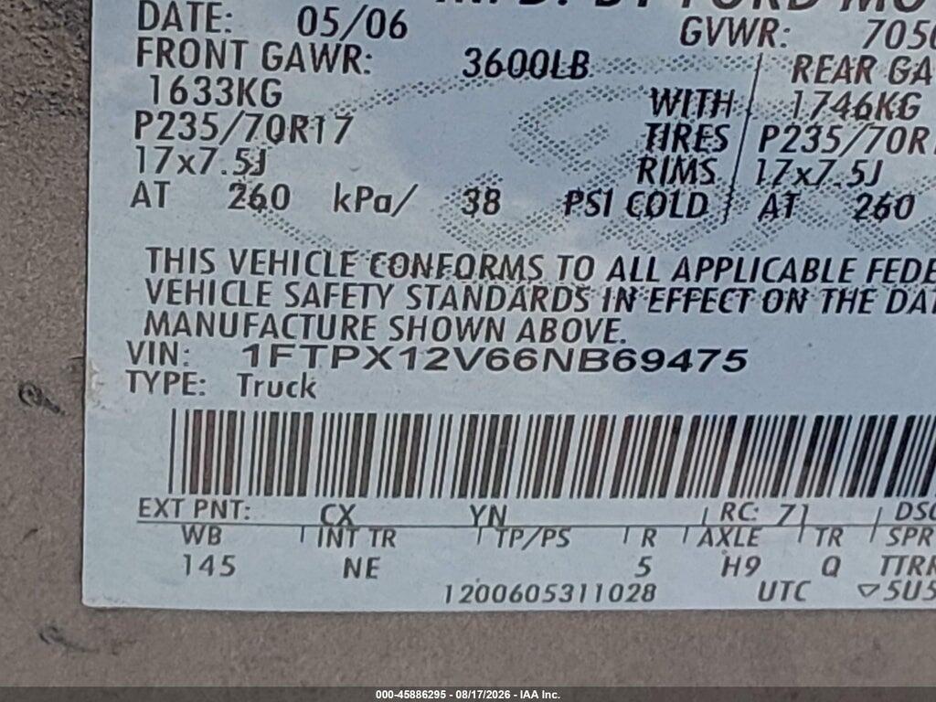1FTPX12V66NB69475 2006 FORD F-150 photo no. 9