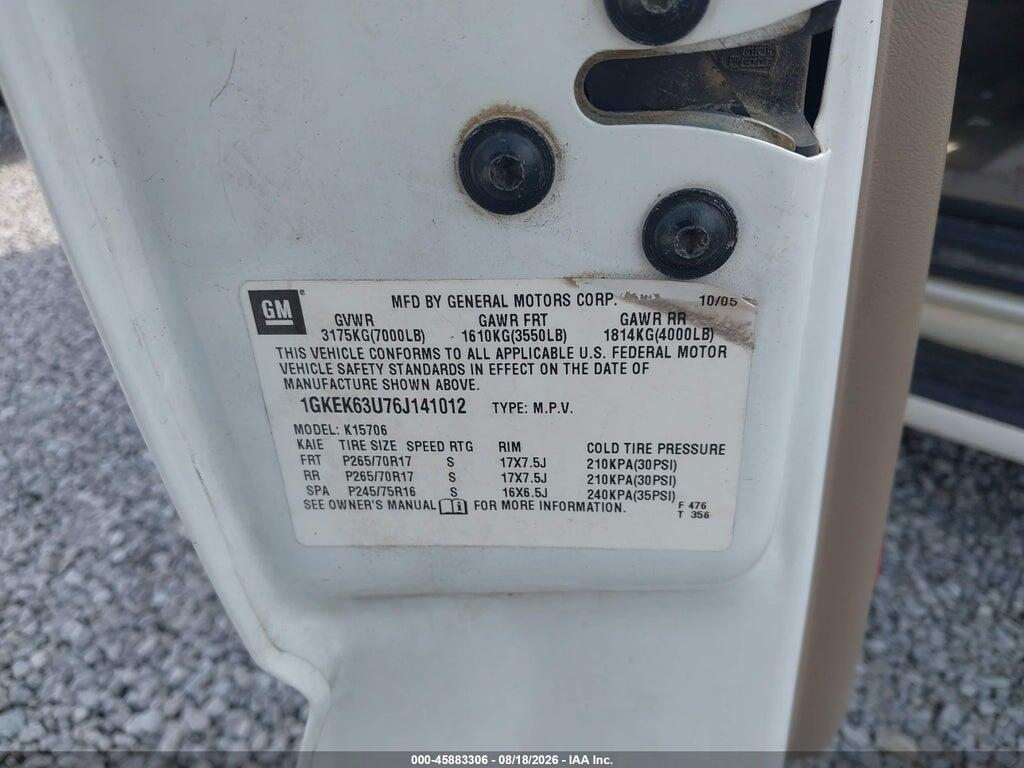 1GKEK63U76J141012 2006 GMC YUKON photo no. 9