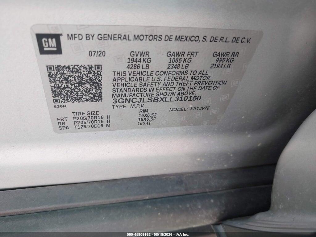 3GNCJLSBXLL310150 2020 CHEVROLET TRAX photo no. 9