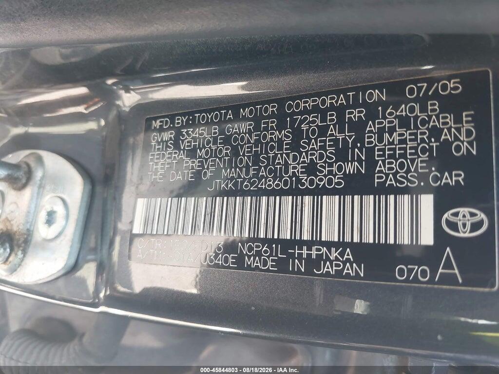 JTKKT624860130905 2006 SCION XA photo no. 9