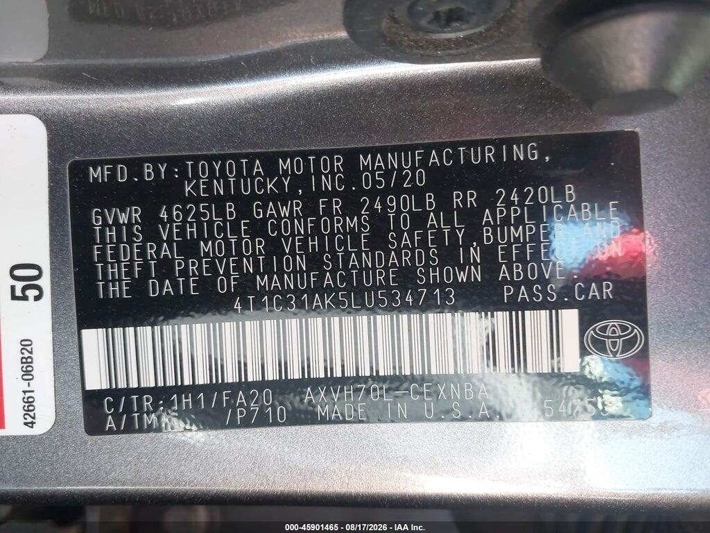 4T1C31AK5LU534713 2020 TOYOTA CAMRY photo no. 9