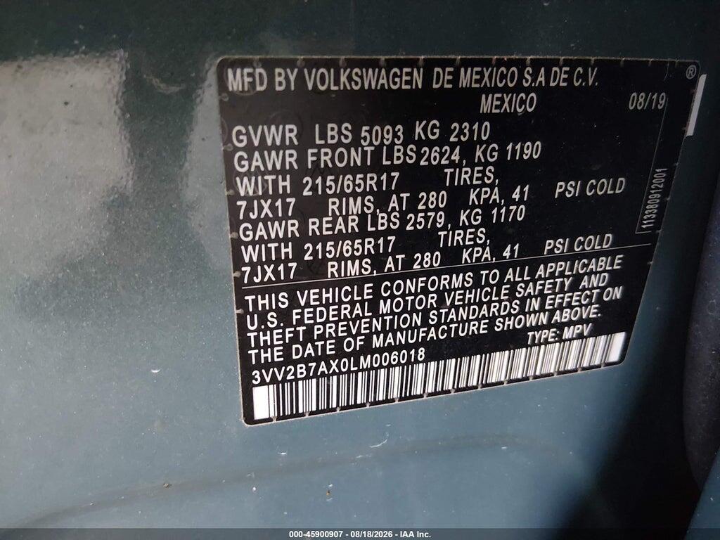 3VV2B7AX0LM006018 2020 VOLKSWAGEN TIGUAN photo no. 9