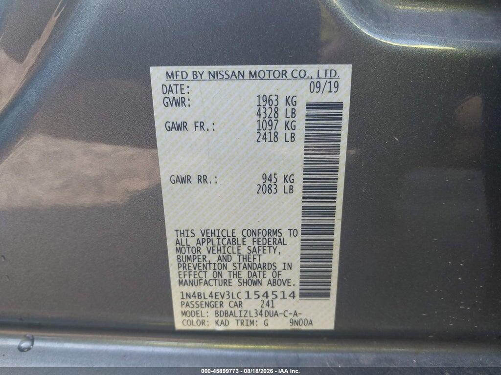 1N4BL4EV3LC154514 2020 NISSAN ALTIMA photo no. 9