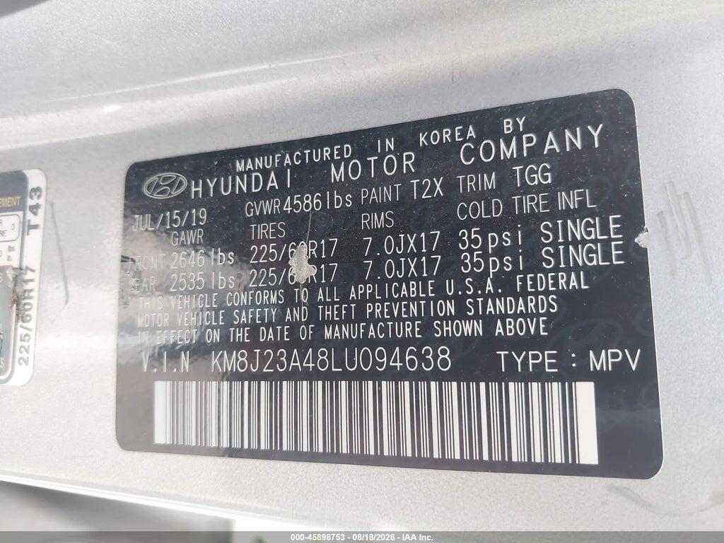 KM8J23A48LU094638 2020 HYUNDAI TUCSON photo no. 9