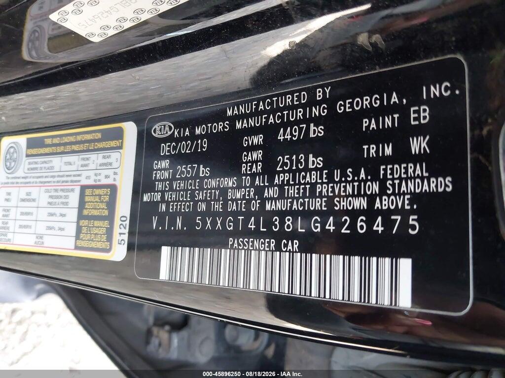 5XXGT4L38LG426475 2020 KIA OPTIMA photo no. 9