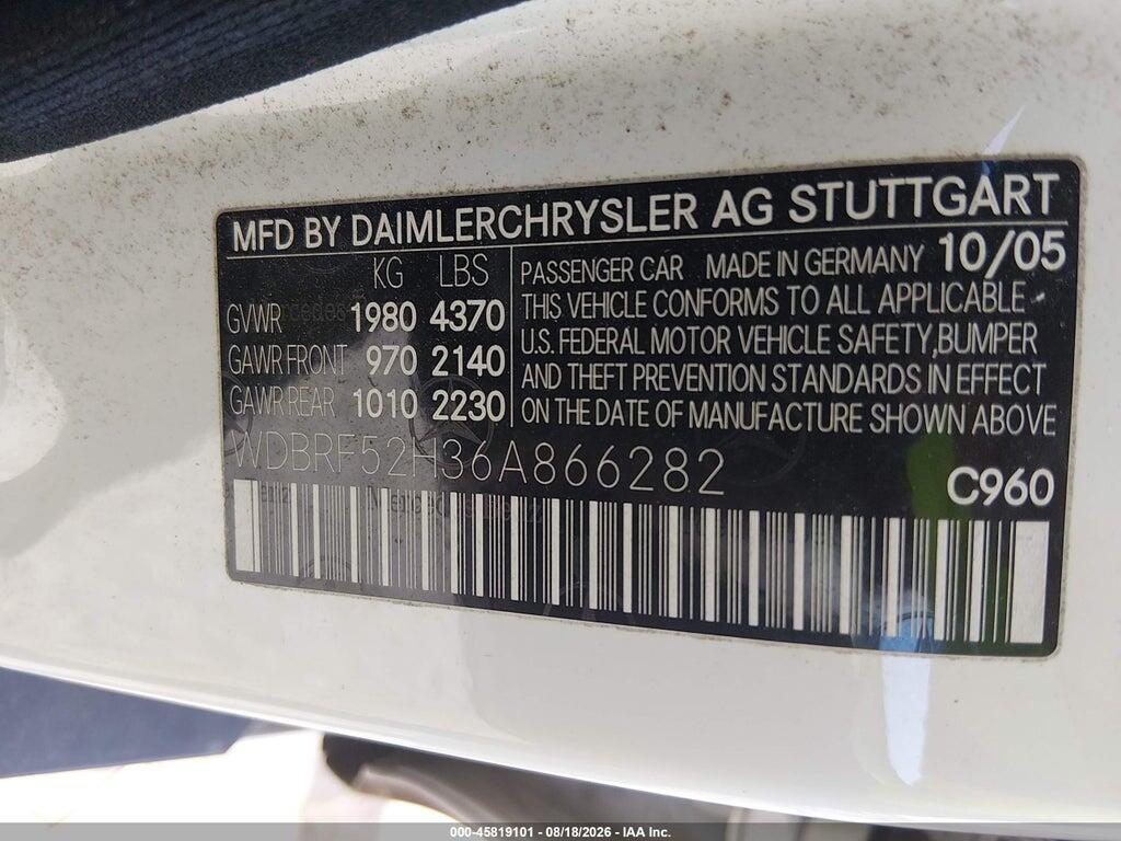 WDBRF52H36A866282 2006 MERCEDES-BENZ C 230 photo no. 9