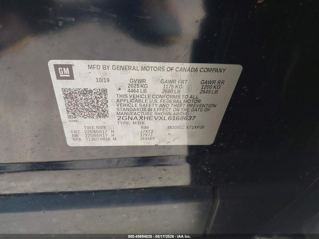 2GNAXHEVXL6168637 2020 CHEVROLET EQUINOX photo no. 9