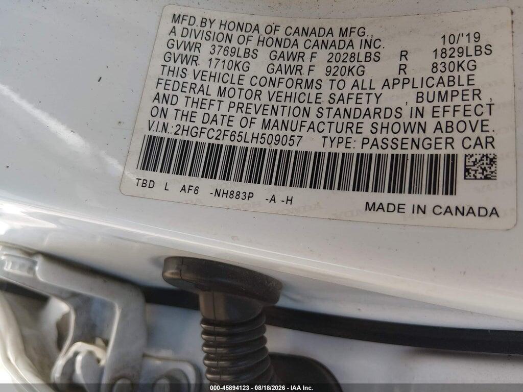 2HGFC2F65LH509057 2020 HONDA CIVIC photo no. 9