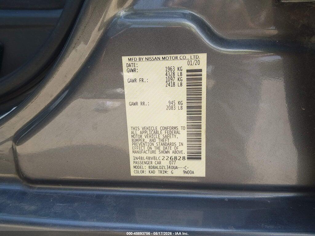 1N4BL4BV8LC226828 2020 NISSAN ALTIMA photo no. 9