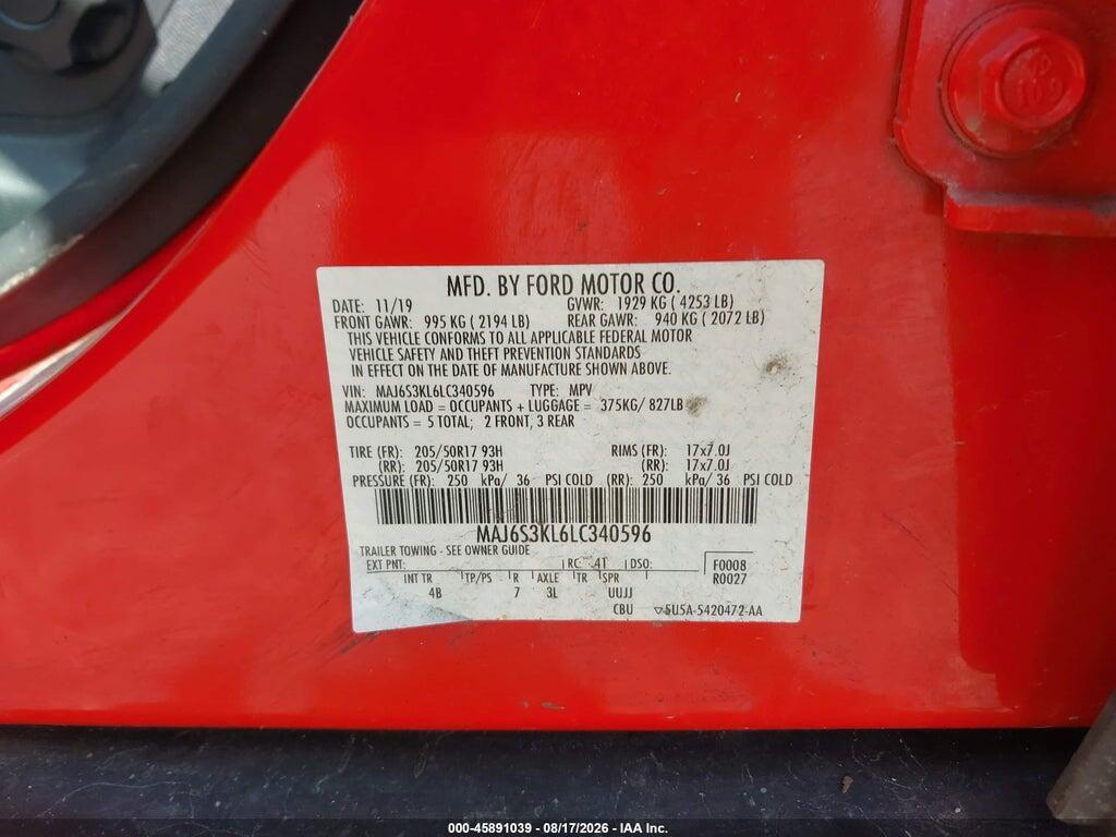 MAJ6S3KL6LC340596 2020 FORD ECOSPORT photo no. 9