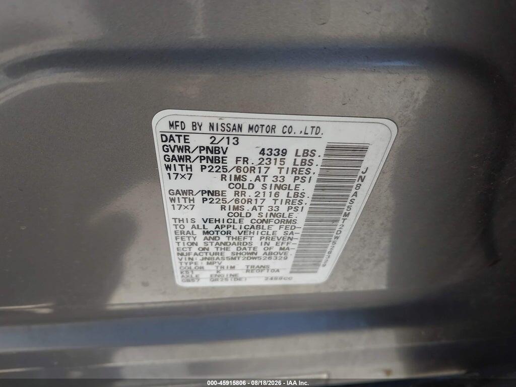 JN8AS5MT2DW526329 2013 NISSAN ROGUE photo no. 9