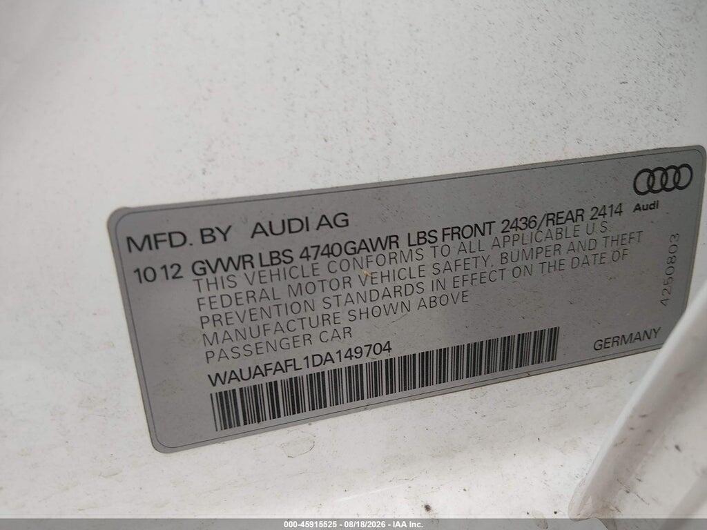 WAUAFAFL1DA149704 2013 AUDI A4 photo no. 9