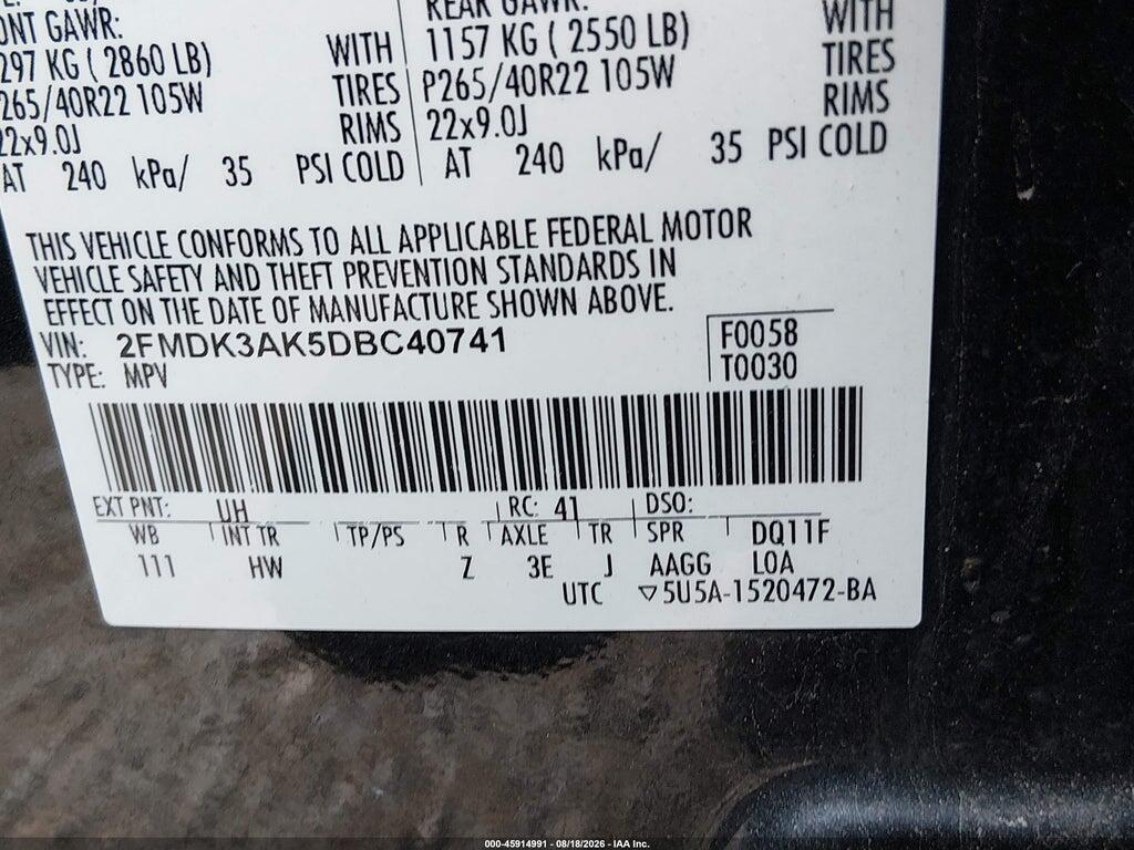 2FMDK3AK5DBC40741 2013 FORD EDGE photo no. 9