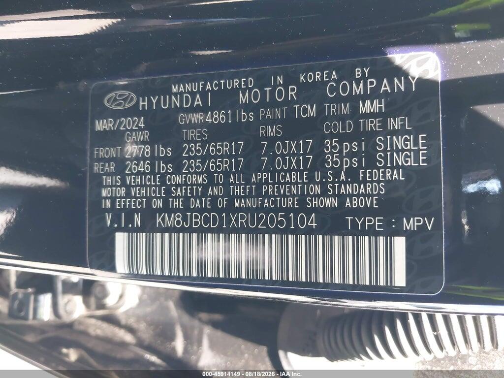 KM8JBCD1XRU205104 2024 HYUNDAI TUCSON HYBRID photo no. 9