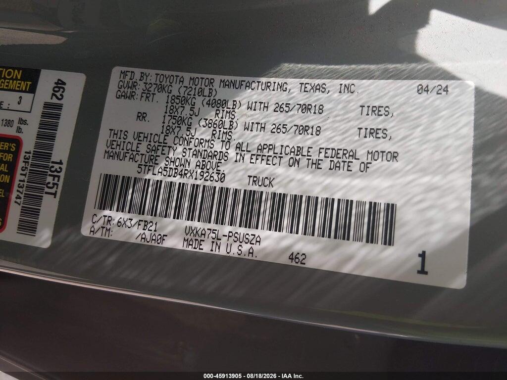 5TFLA5DB4RX192630 2024 TOYOTA TUNDRA photo no. 9