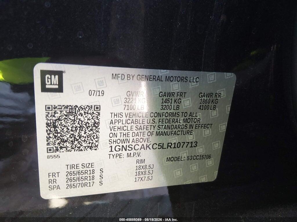 1GNSCAKC5LR107713 2020 CHEVROLET TAHOE photo no. 9